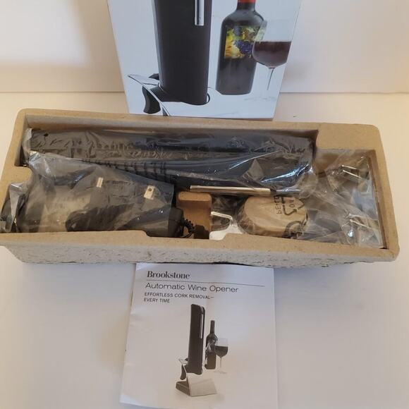 Brookstone Automatic Wine Opener Rechargeable, Foil Cutter and Stand  NIB - Picture 3 of 4